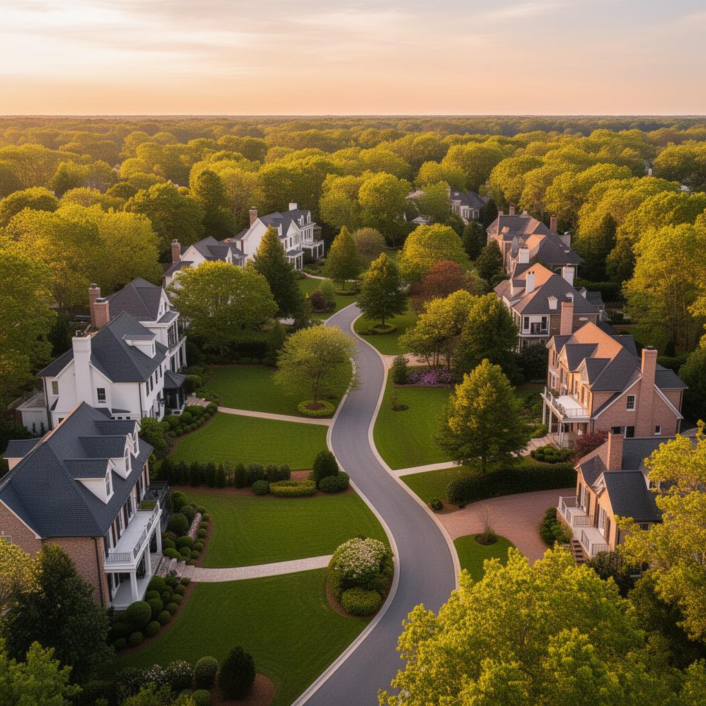 Aerial conceptual rendering of established Charlotte residential streets